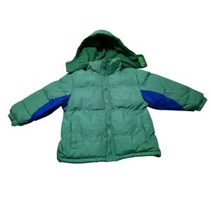 Operation Warm Kids Green Fleece Lined Puffer Jacket Hooded 3T